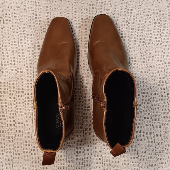 Alfani men's 'Ashton' brown faux leather dress boots sz 13 Medium - Picture 3 of 12